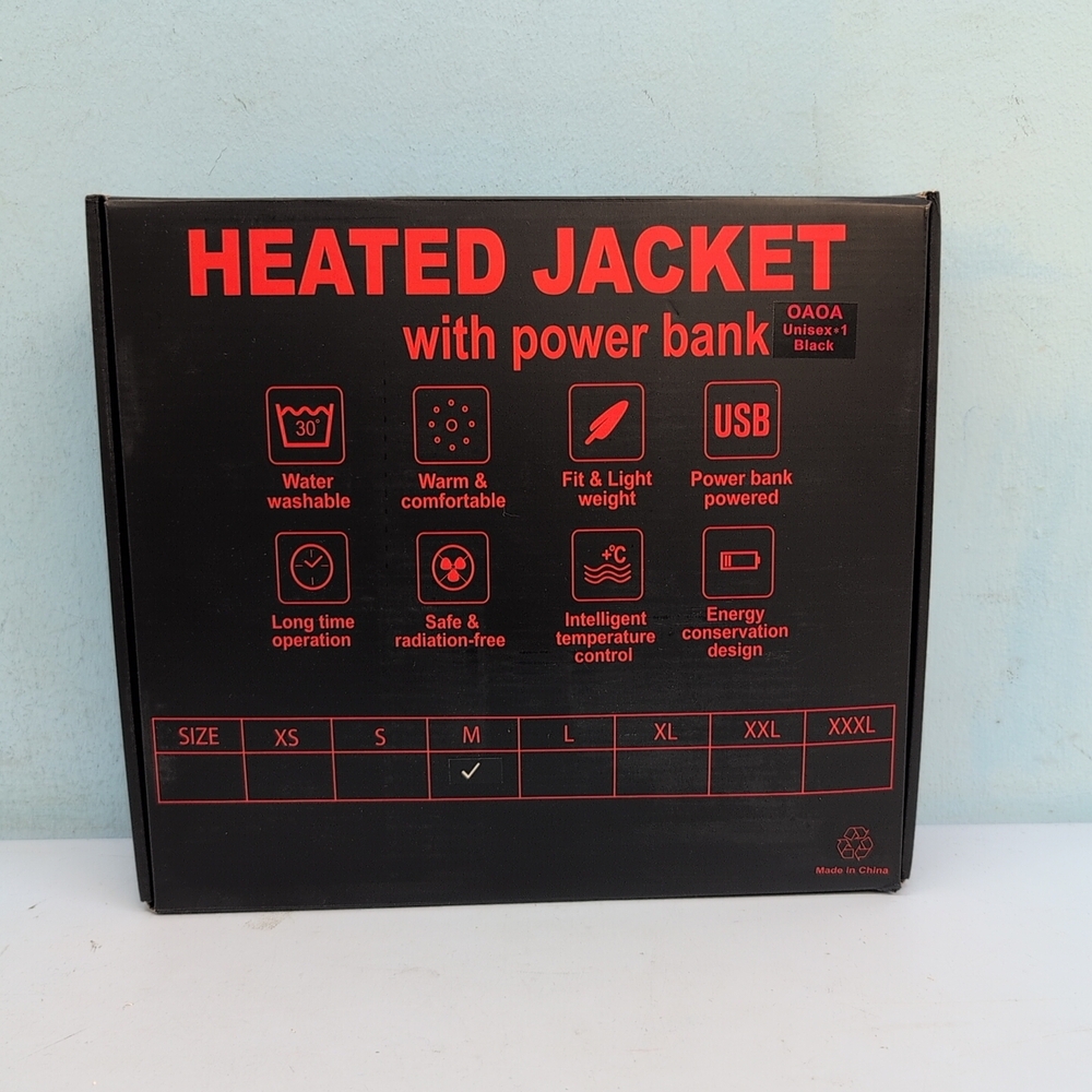 OAOA Innovation Women's Heated Jacket with 10000 mAh Power Bank Medium Black